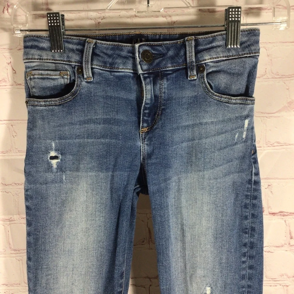 GAP Stretch Super Skinny Distressed Denim Blue Jeans - Size 10
